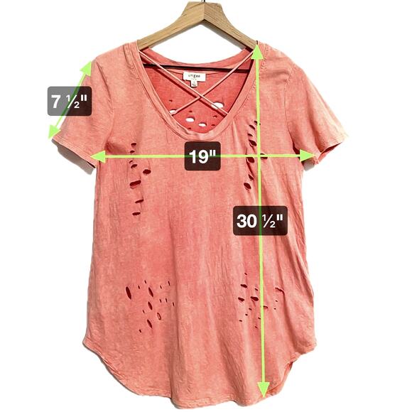 Tommy Destroyed Tee Altβ Umgee Pink Criss Cross Top Grunge Indysleaze Thrashed S - Picture 3 of 7